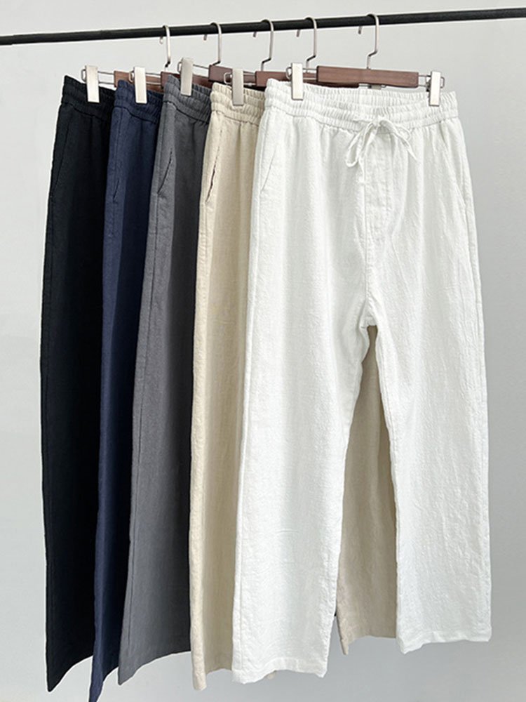 Men's Vintage Elastic Waist Drawstring Casual Linen Pants